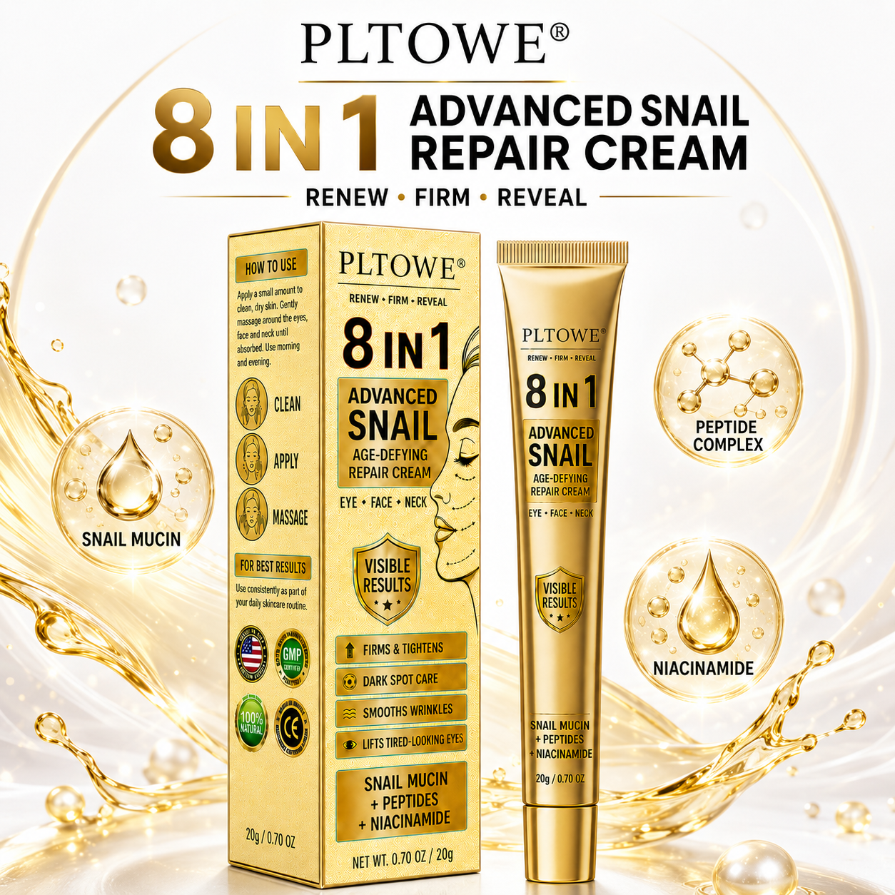 2026 New & Upgraded: 90% OFF ✅ PLTOWE® 8-IN-1 Advanced Snail Age-Defying Repair Cream