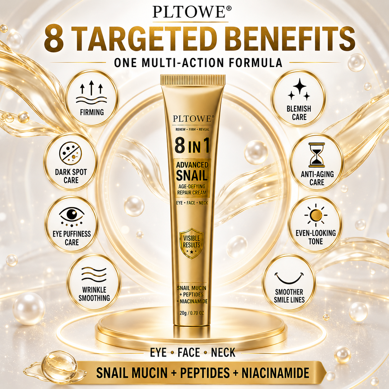 2026 New & Upgraded: 90% OFF ✅ PLTOWE® 8-IN-1 Advanced Snail Age-Defying Repair Cream
