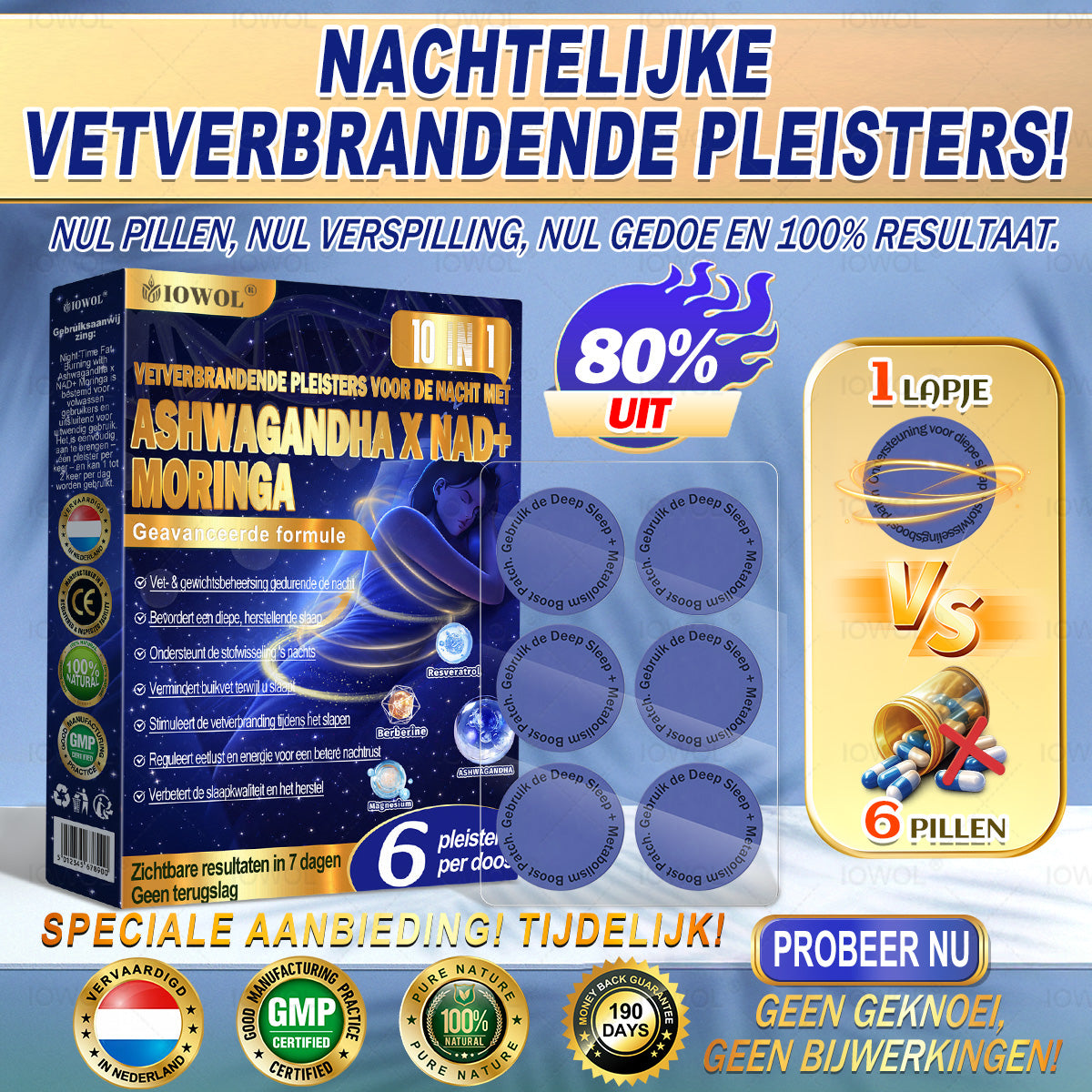 IOWOL® NACHTELIJKE VETVERBRANDINGSPLEISTERS! GEEN PILLEN & GEEN VERSPILLING & GEEN MOEITE & 100% RESULTAAT.